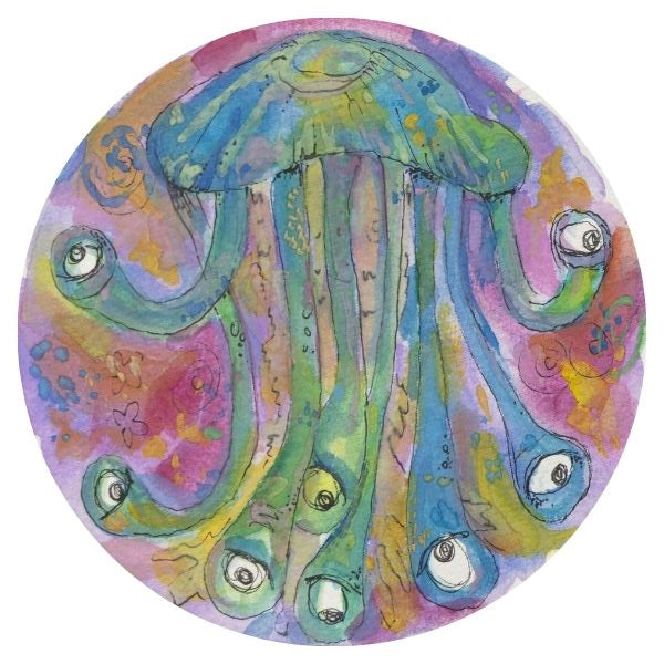 'Jellyfish' round sticker.